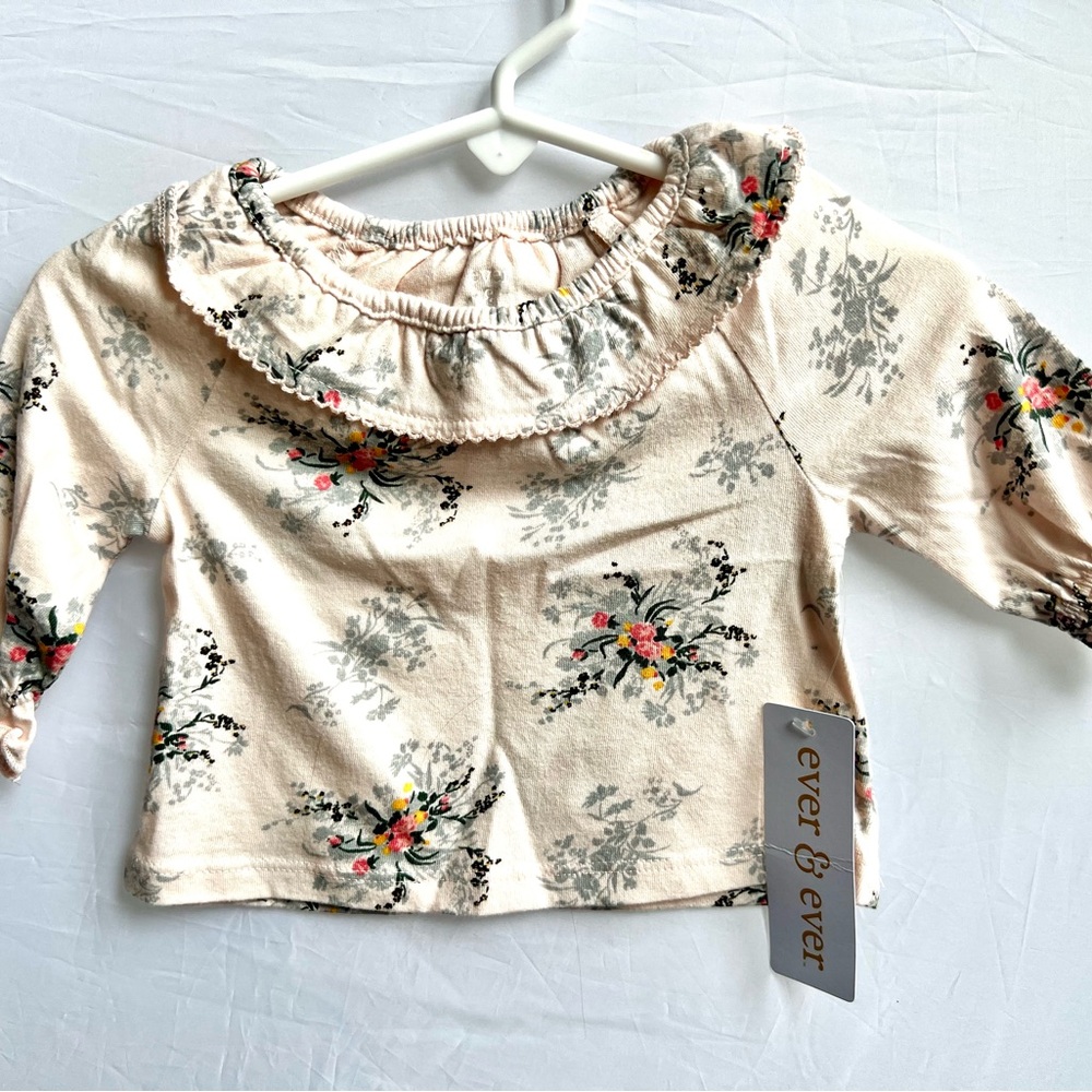 Cream Floral Kids Blouse